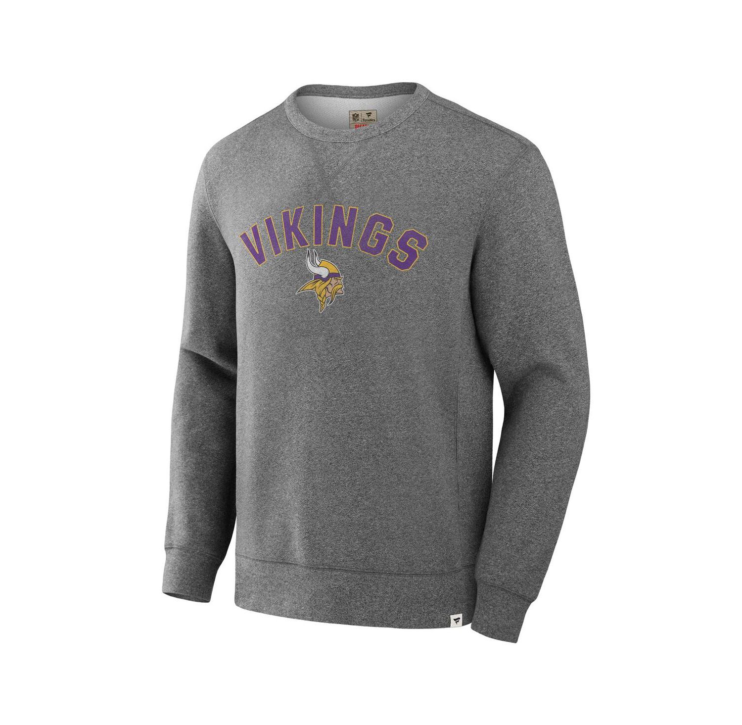 Men's Heather Gray Minnesota Vikings Loop Terry Pullover Sweatshirt