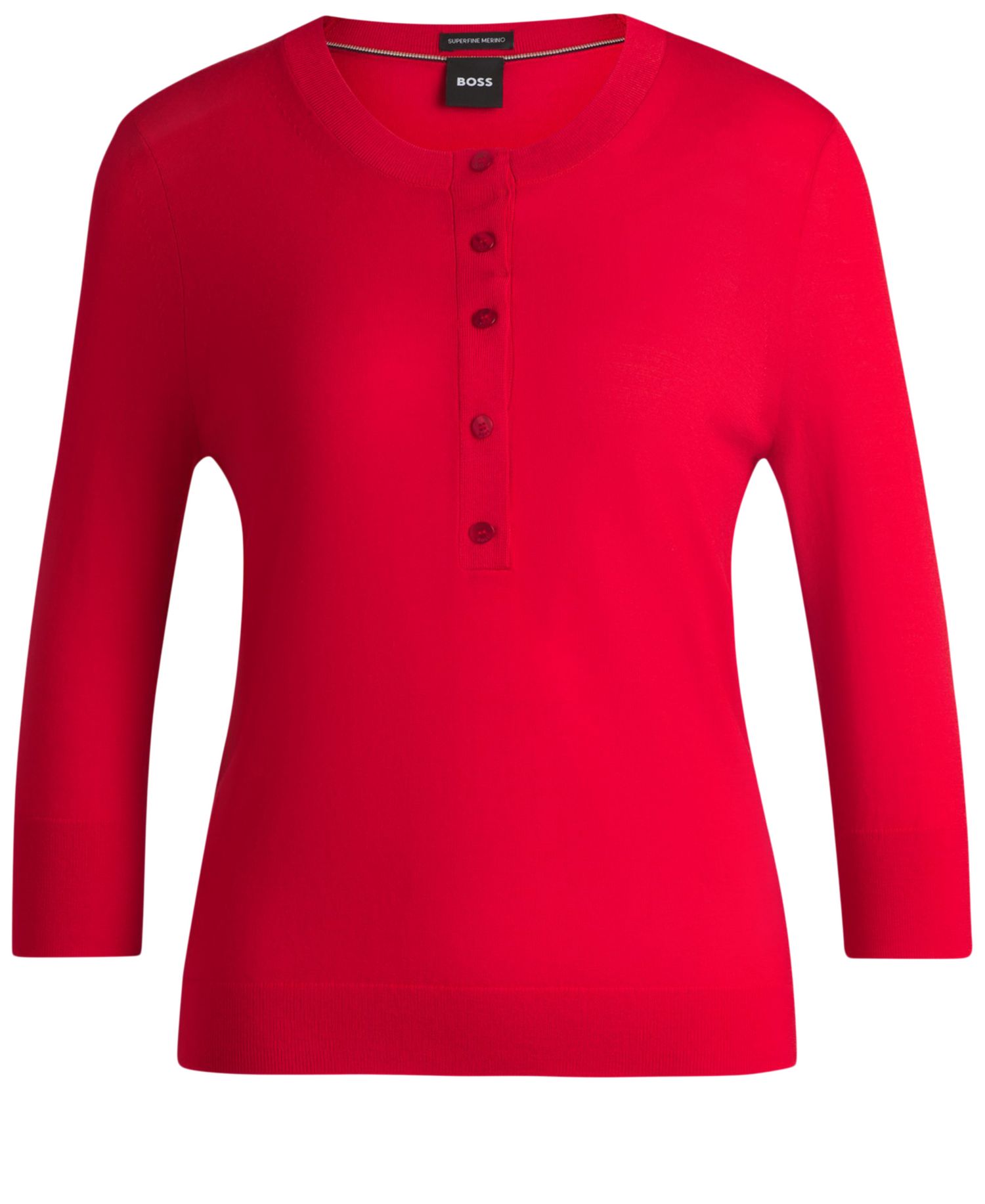 BOSS by Women's Merino Wool Henley Sweater