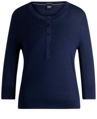 Women's Merino Wool Henley Sweater