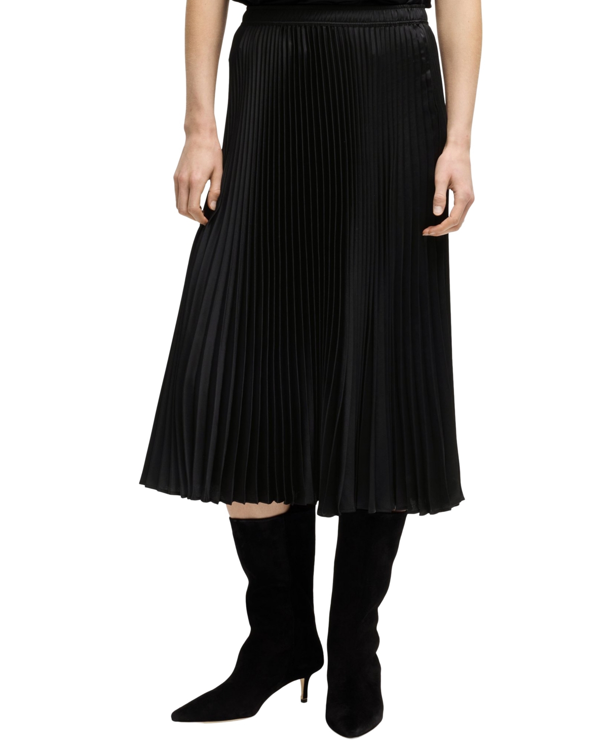 Hugo Boss Pliss Skirt With Micro Print In Black