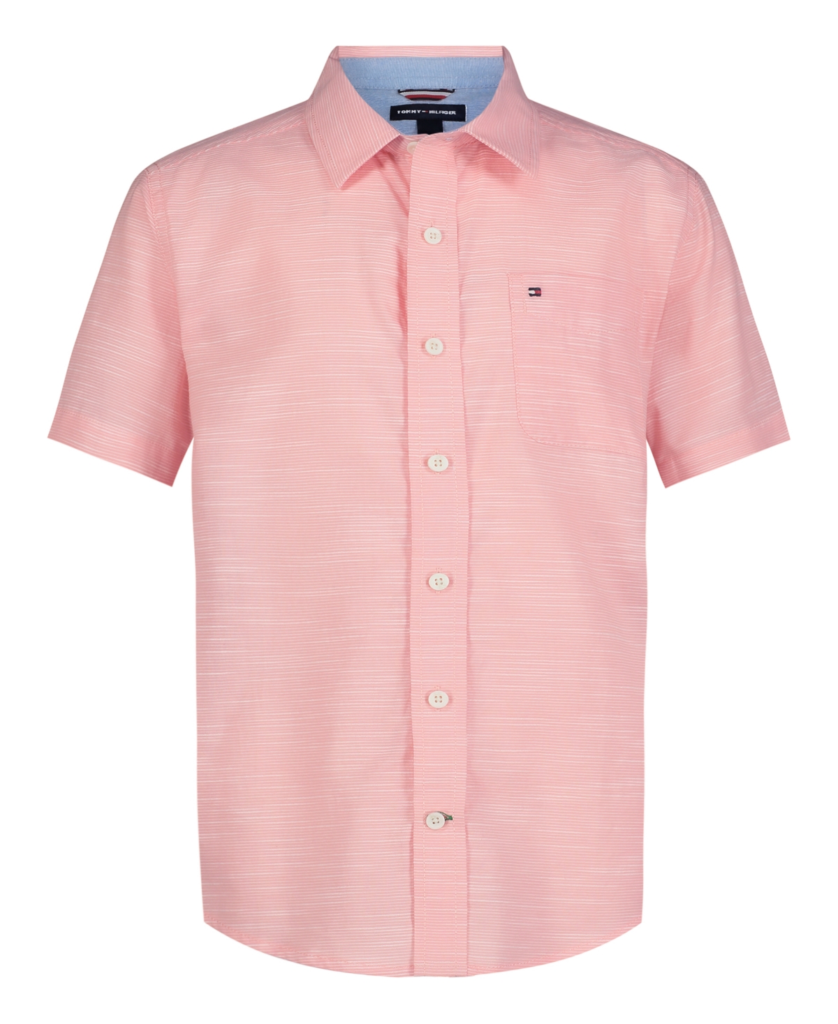 Shop Tommy Hilfiger Big Boys Tommy Texture Shirt In Peach