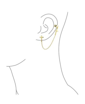 Religious Cross Ear Cuff Cartilage Earring Set .925 Sterling Silver