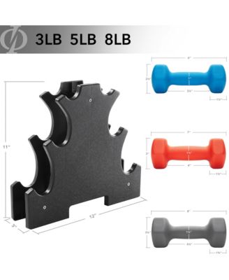 Neoprene Dumbbell Hand Weights with Stand, 32 lbs (3 lb, 5 lb, 8 lb Pairs)