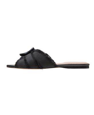 LOTTIE | Frayed Fabric Cross Band Sandals
