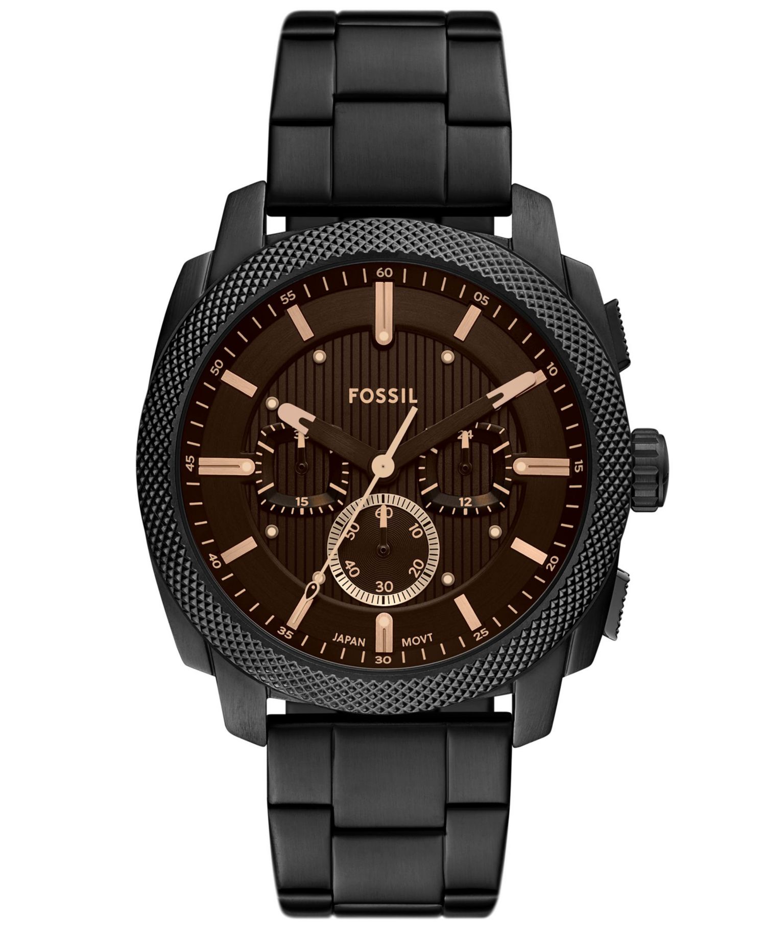 Men's Machine Chronograph Black Stainless-Steel Watch, 44mm