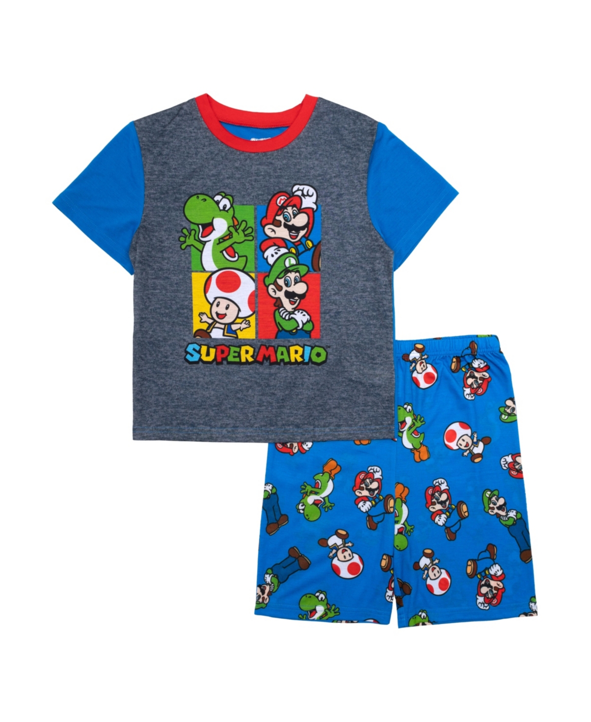 NINTENDO MARIO LITTLE AND BIG BOYS SHORT SLEEVE TEE AND SHORT, 2-PIECE PAJAMA SET 