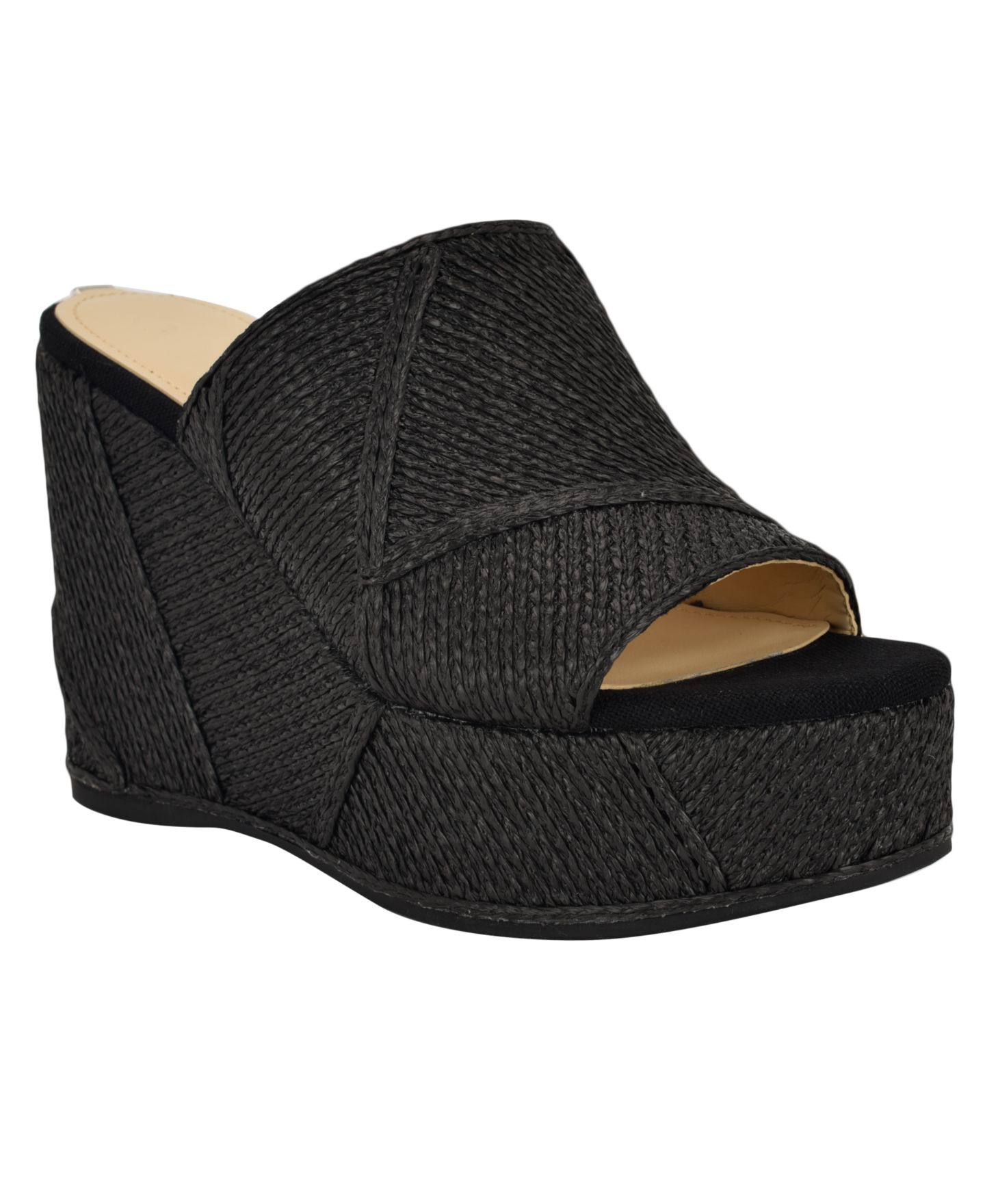 Женские сандалии GUESS Evenz Woven Platform Wedge, цвет: Чёрный — фото 1