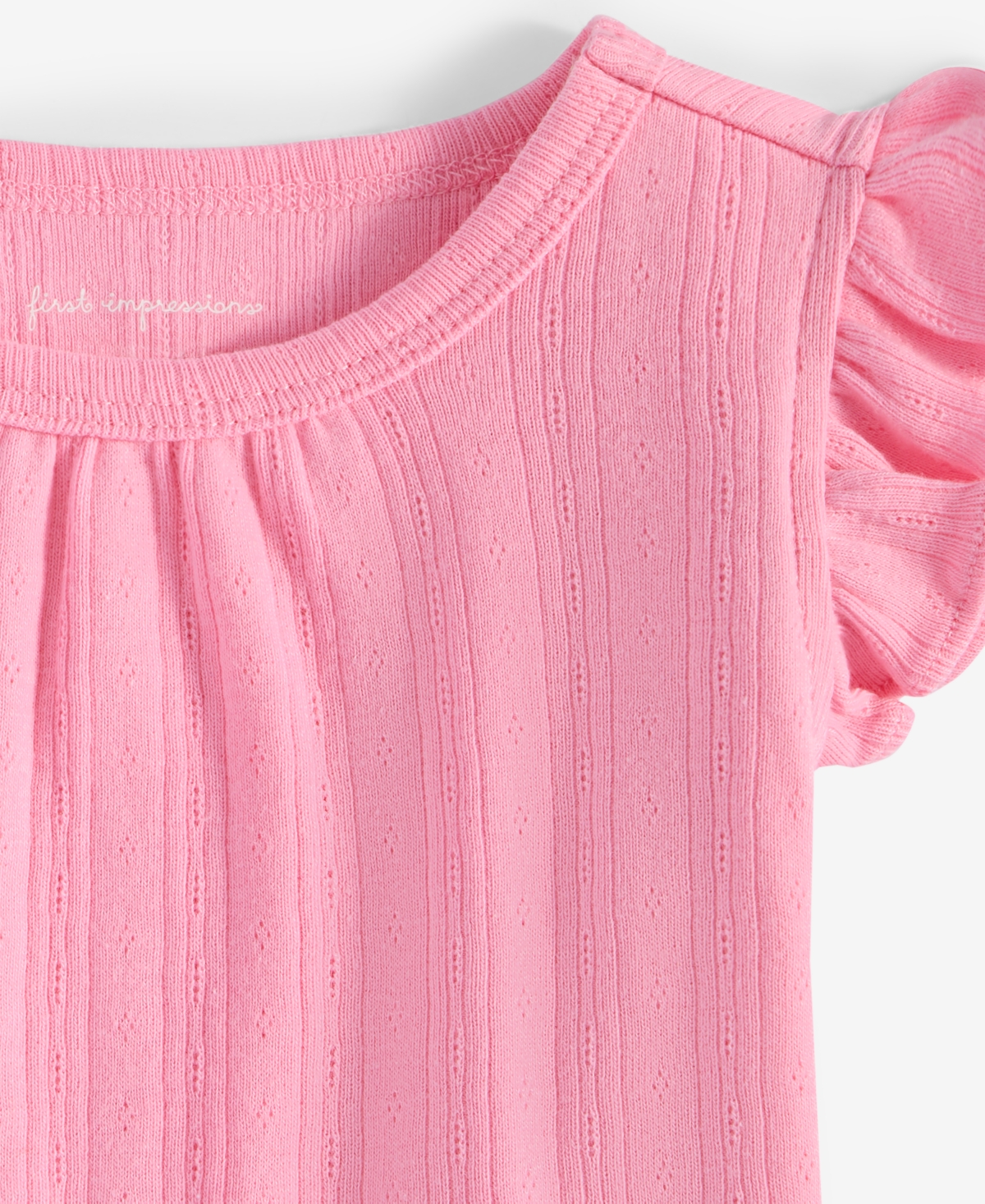 First Impressions Baby Girls Solid Flutter-sleeve Top, Exclusively At Macy's In Bubble Pin