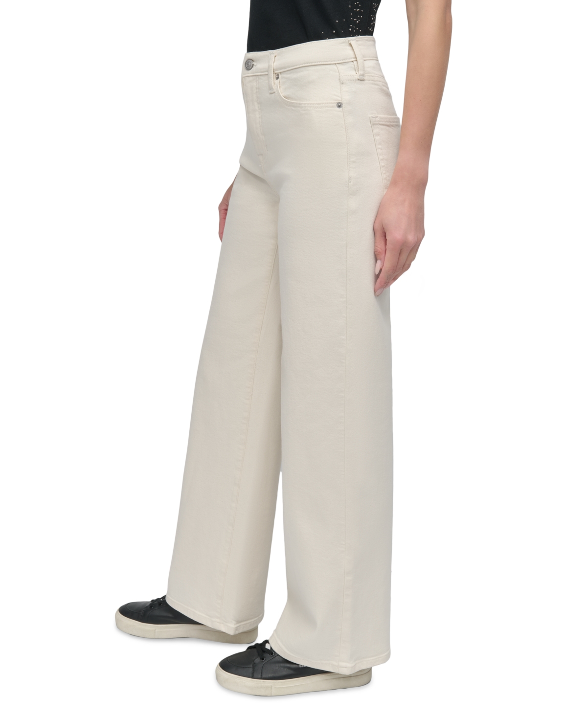 Dkny Jeans Women's High-rise Tailored Wide-leg Jeans In Ecr - Ecru