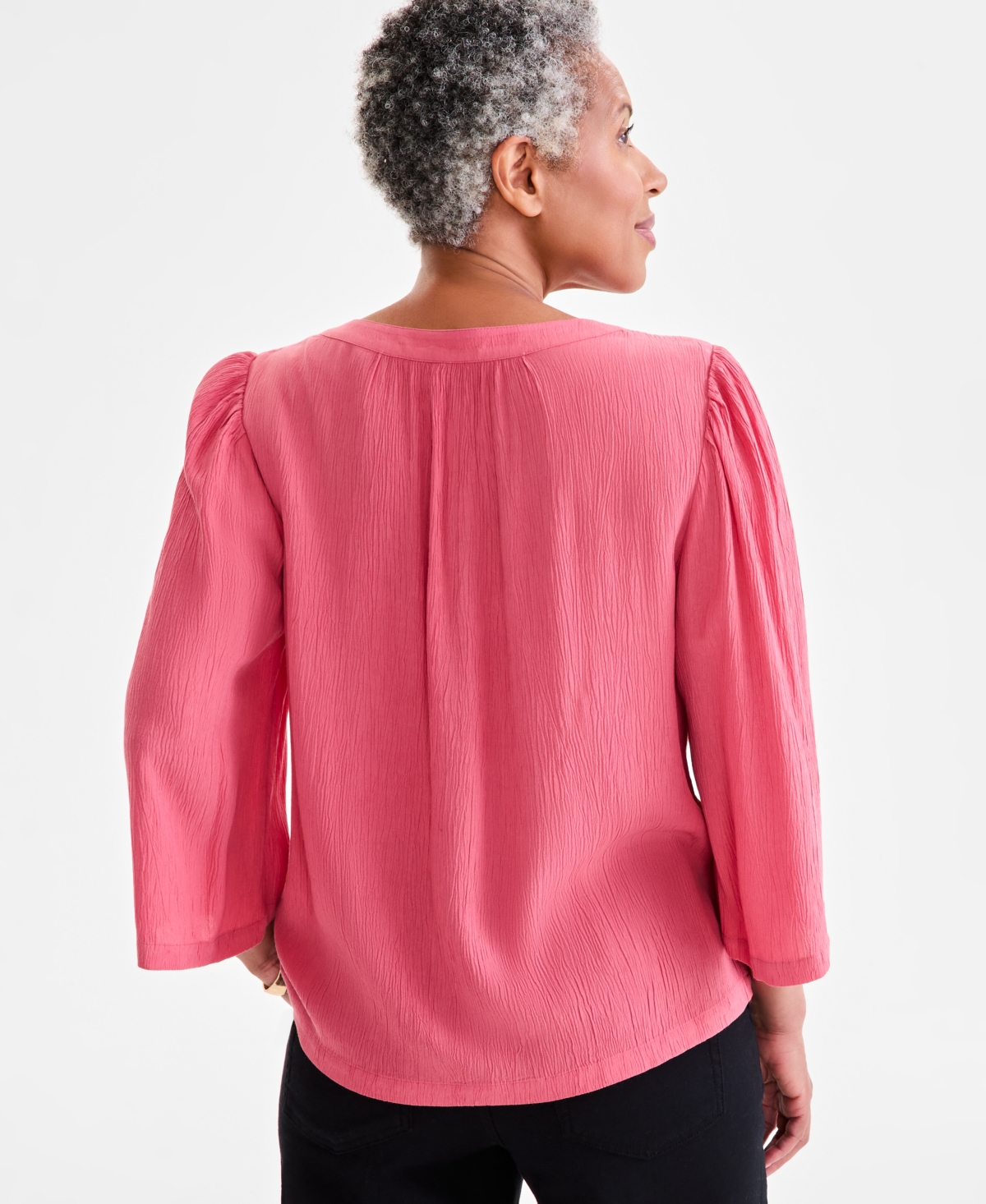 Style & Co Women's Split-Neck 3/4-Sleeve Top, Exclusively at Macy's