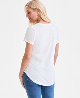 Petite Perfect Printed Crewneck Tee, Exclusively at Macy's