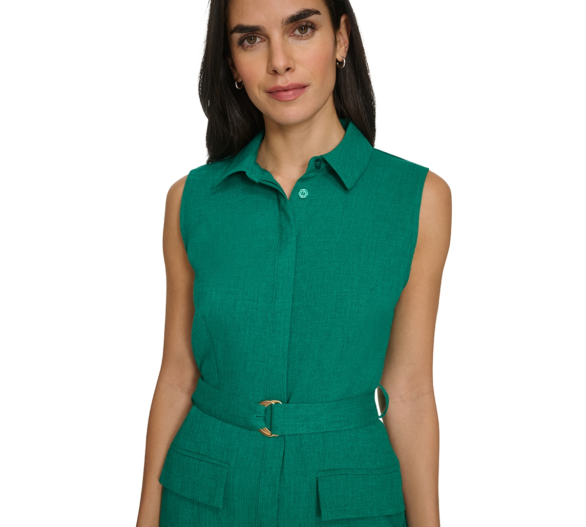 Shop Calvin Klein Women's Belted Button-front Sheath Dress In Meadow