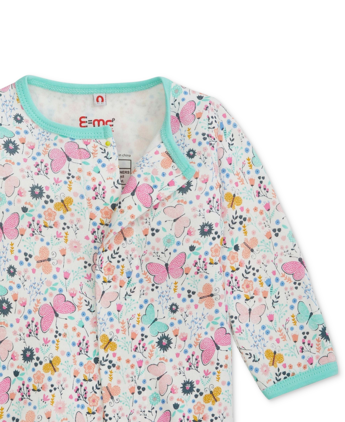 Easy Magnetic Close Baby Cotton Magnetic Footed Coverall In Social Butterfly,white