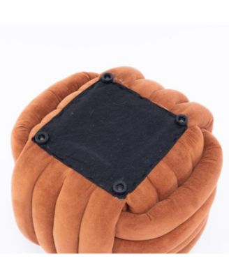 Chenille Fabric Modern Knot Design Ottoman, Comfortable Footstool for Living Room and Bedroom