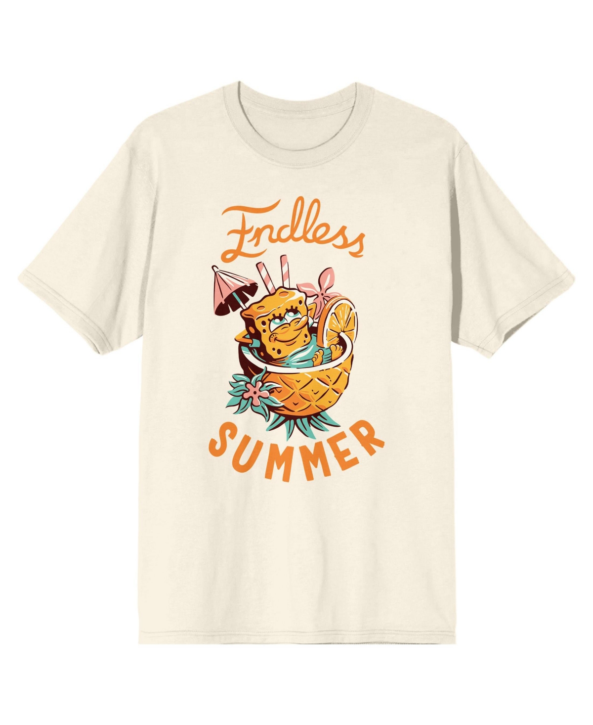 Men's Endless Summer Pineapple Spa Natural Short Sleeve Tee-Medium - Off-white