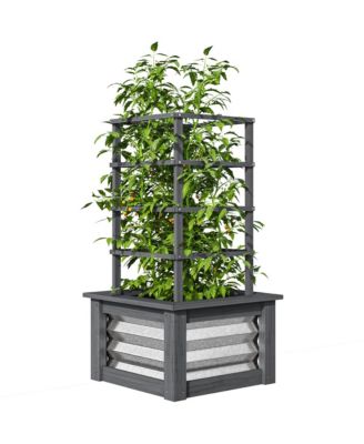 Outdoor Planter with Trellis Wooden Planter Box,