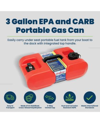 3 Gallon EPA and CARB Certified Marine Portable Gas Can with Hard Cap