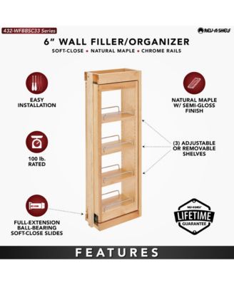 6" Pullout Wall Filler w/ Soft-close, 33" Height, 432-WFBBSC33-6C