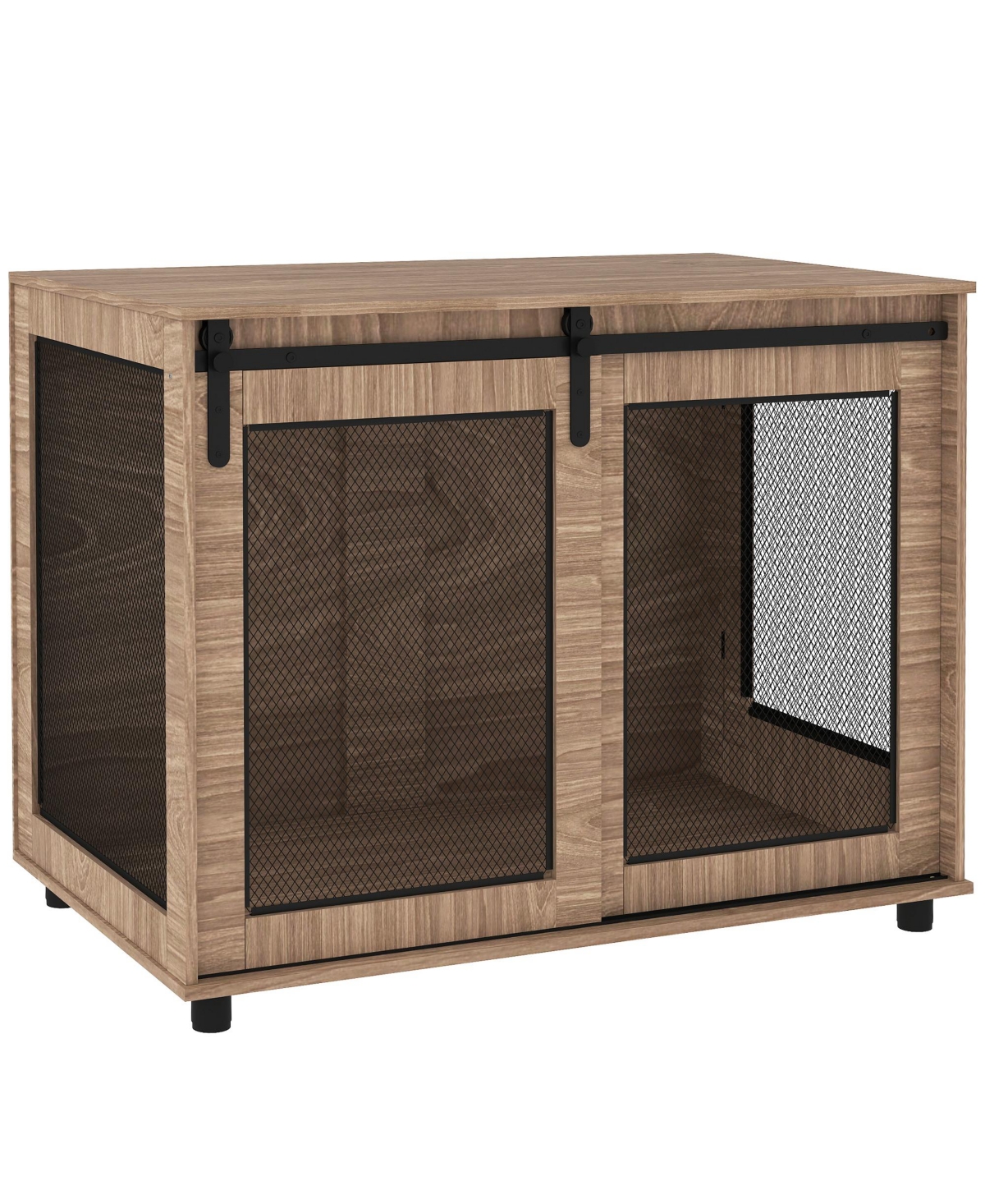 39" Dog Crate Furniture with Sliding Barn Door, for Large Dogs - Brown
