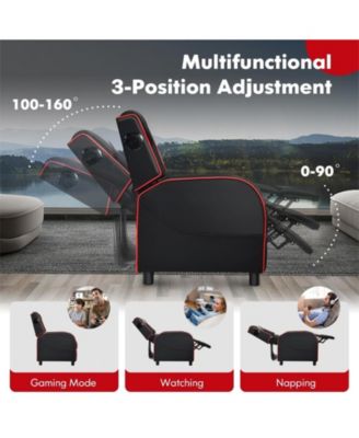 PU Leather Massage Gaming Recliner Chair with Side Pockets