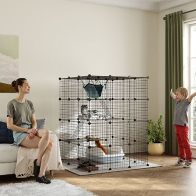 DIY Cat Cage Indoor with Hammock, for 1-3 Cats, 3 x 3 x 4,