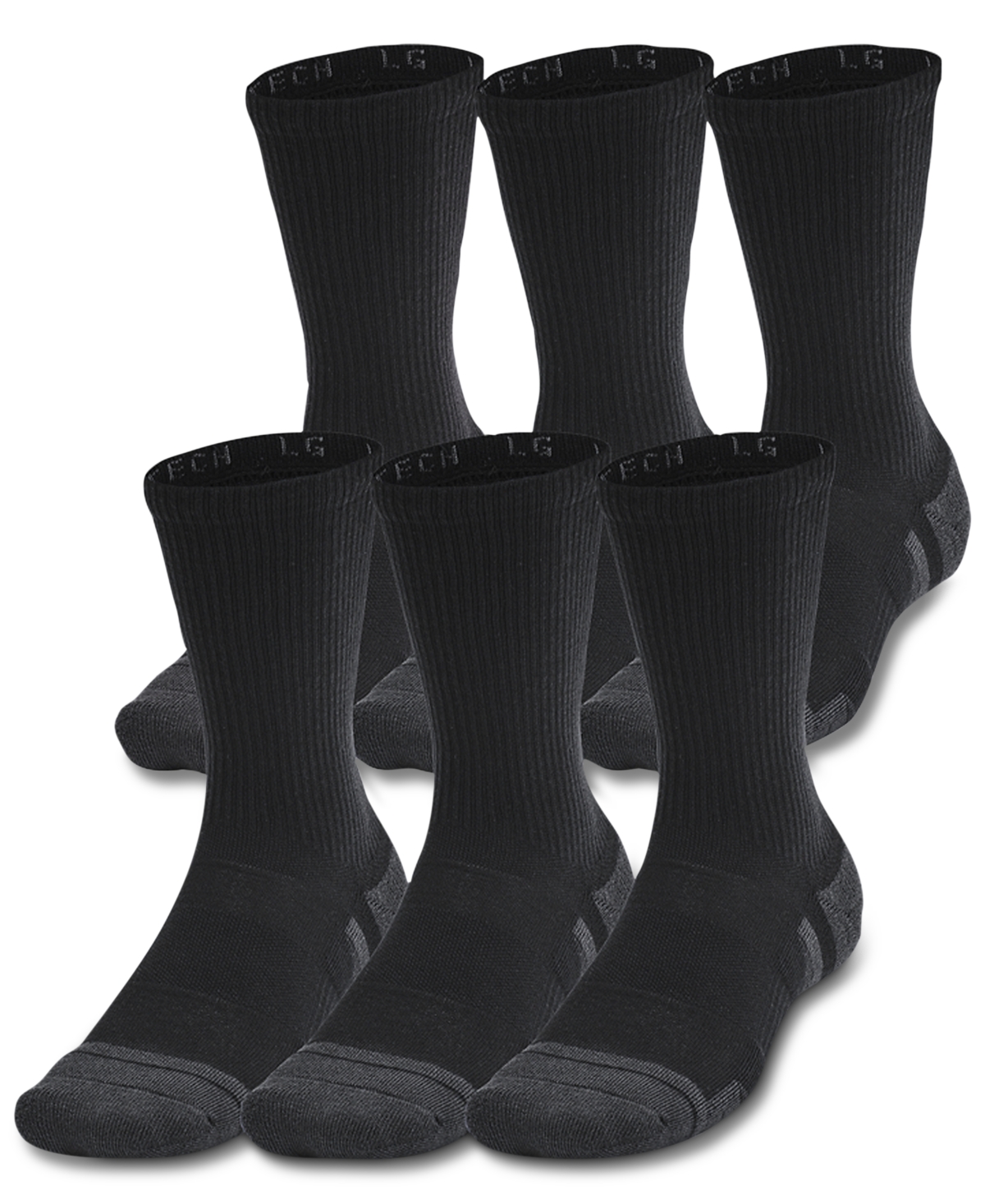 Under Armour Men's Performance Tech Crew Socks In 003 Black