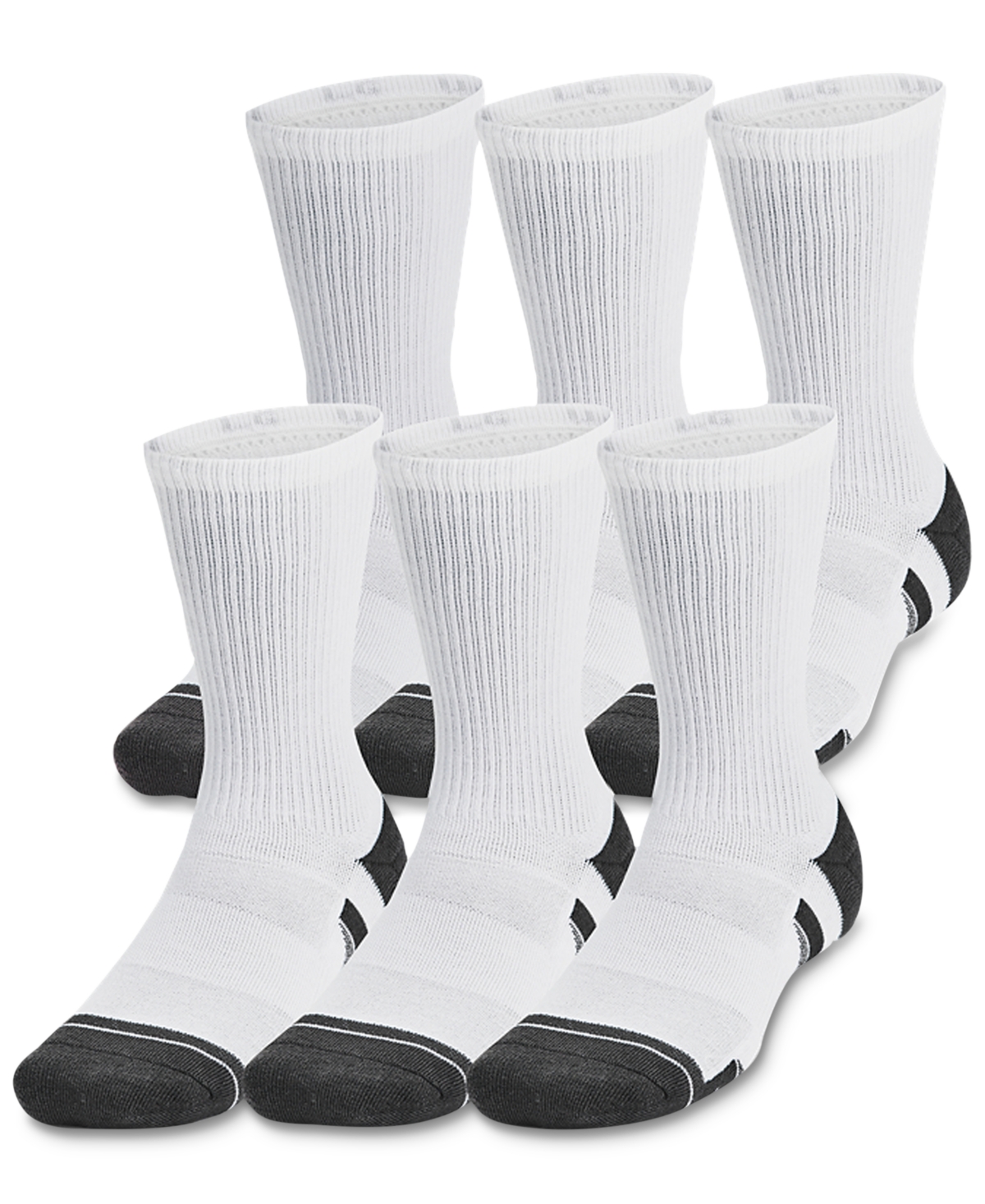 Under Armour Mens  Perf Tech 6 Pack Crew Socks In White