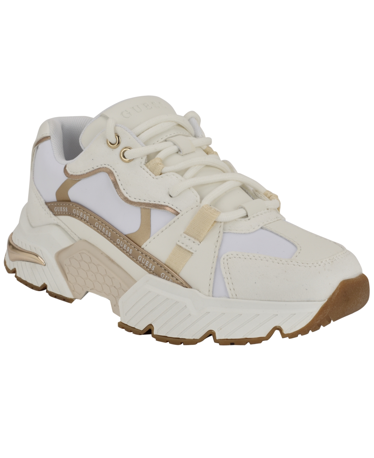 Guess Carrli Sneakers In White,gold Multi