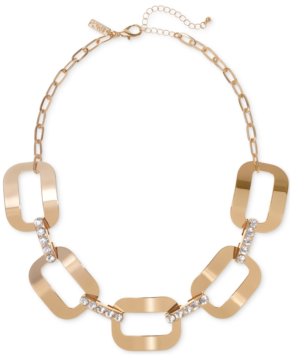 Gold-Tone Pave & Rectangle Link Statement Necklace, 20-1/2"+ 3" extender, Exclusively at Macy's - Gold