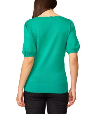 Women's Scalloped Short-Sleeve Sweater 