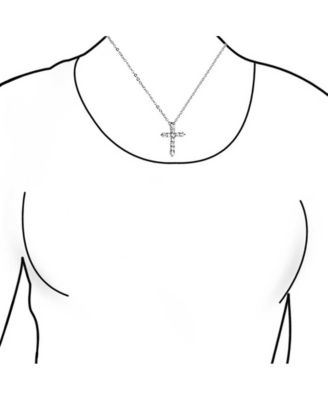 Necklace Minimalist Sterling Silver Cross Pendant with Cubic Zirconia