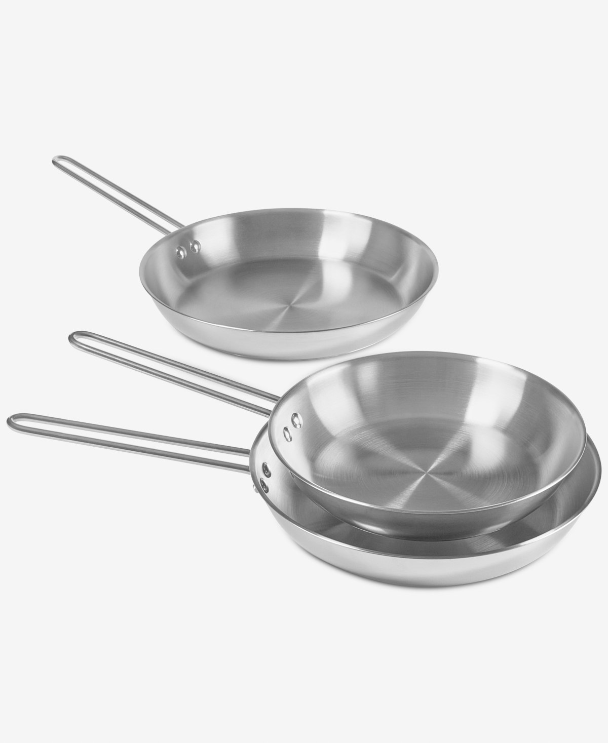 Arch Studio Stainless Steel Frypans, Set Of 3, Exclusively At Macy's In Silver