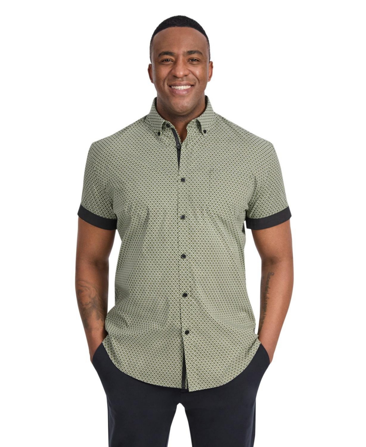 Big & Tall Diamond Stretch Shirt - Green