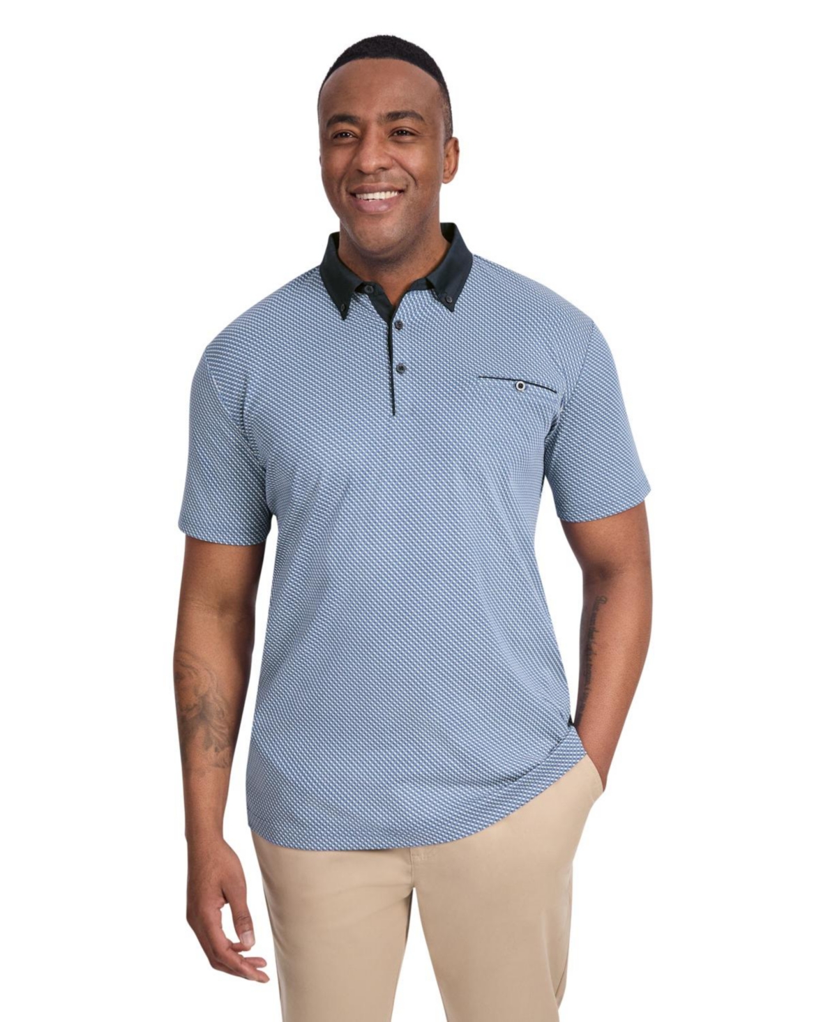 Big & Tall Leo Print Polo - Black