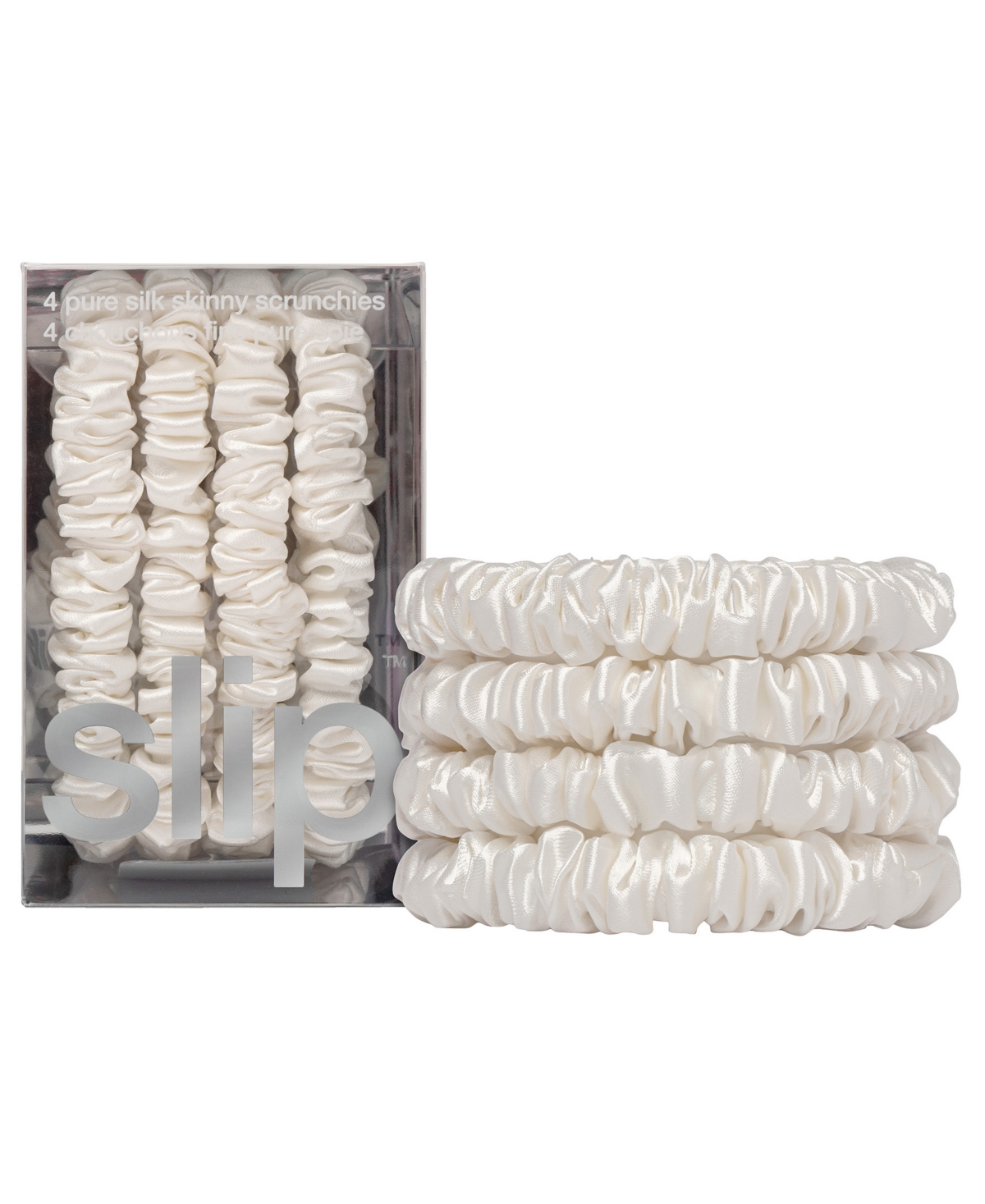 Slip 4-pc. Pure Silk Back-to-basics Skinny Scrunchies Set In White