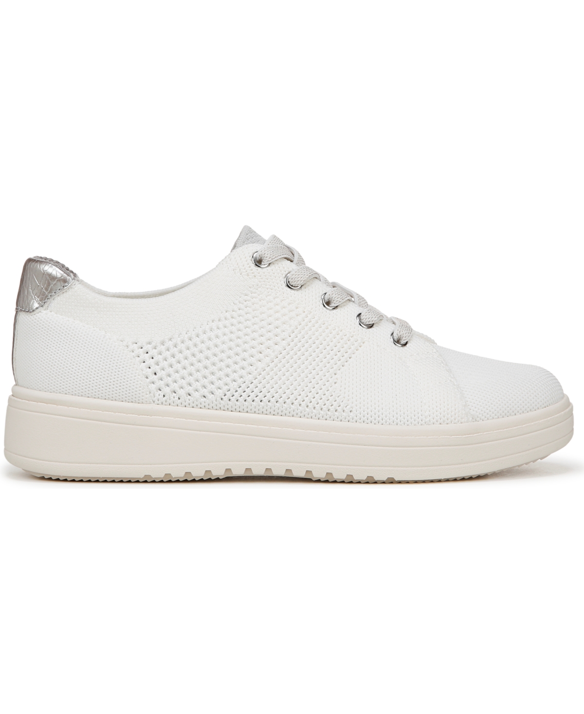 Bzees Women's Vip Washable Court Inspired Lace Up Platform Sneakers In Bright White Knit Fabric