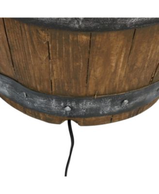 Spiraling Barrel 25-Inch Outdoor Water Fountain with LED Lights - Electric Submersible Pump with Adjustable Flow