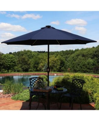 Outdoor Aluminum Sunbrella Patio Umbrella with Solar LED Light Bars and Tilt - 9'