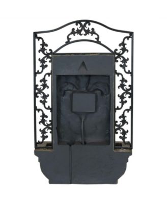 French Lily 33-Inch Polystone Outdoor Solar Wall Fountain - Florentine Finish