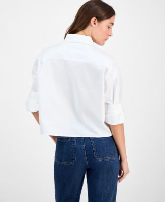 Women's Boxy Cotton Button-Front Shirt