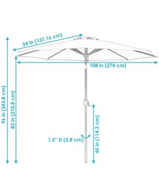 Outdoor Aluminum Patio Table Umbrella with Polyester Canopy and Push Button Tilt and Crank