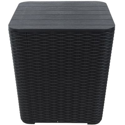 11.5-Gallon Outdoor Deck Box - Weather-Resistant Side Table with Storage for Cushions, Garden Tools, Pool Supplies - Phantom Gray - Faux Rattan