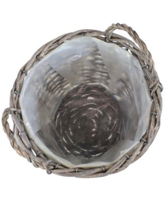 5-Piece Wicker Planter Basket Set with Handles - Plastic Lined Containers - For Indoor Use Only - Willow Wicker Construction with Steel Wire Frame - 8-Inch Diameter