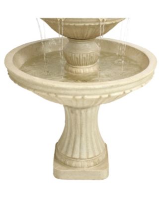 Classic Designer 55-Inch 3-Tier Polystone Outdoor Water Fountain - Electric Submersible Pump - Dark Brown