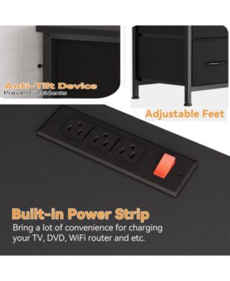 Dresser for Bedroom 55''TV Stand with Power Outlet & LED Wide Dresser with 10 Large Drawers