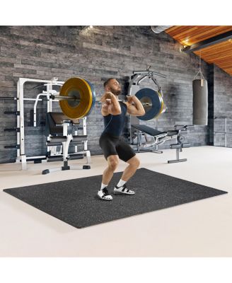 18 Interlocking Gym Floor Mat - 1/2" Thick Rubber Top High-Density EVA Foam (72 Sq Ft) - for Yoga, Heavy Exercise Equipment (Gray Speckled)