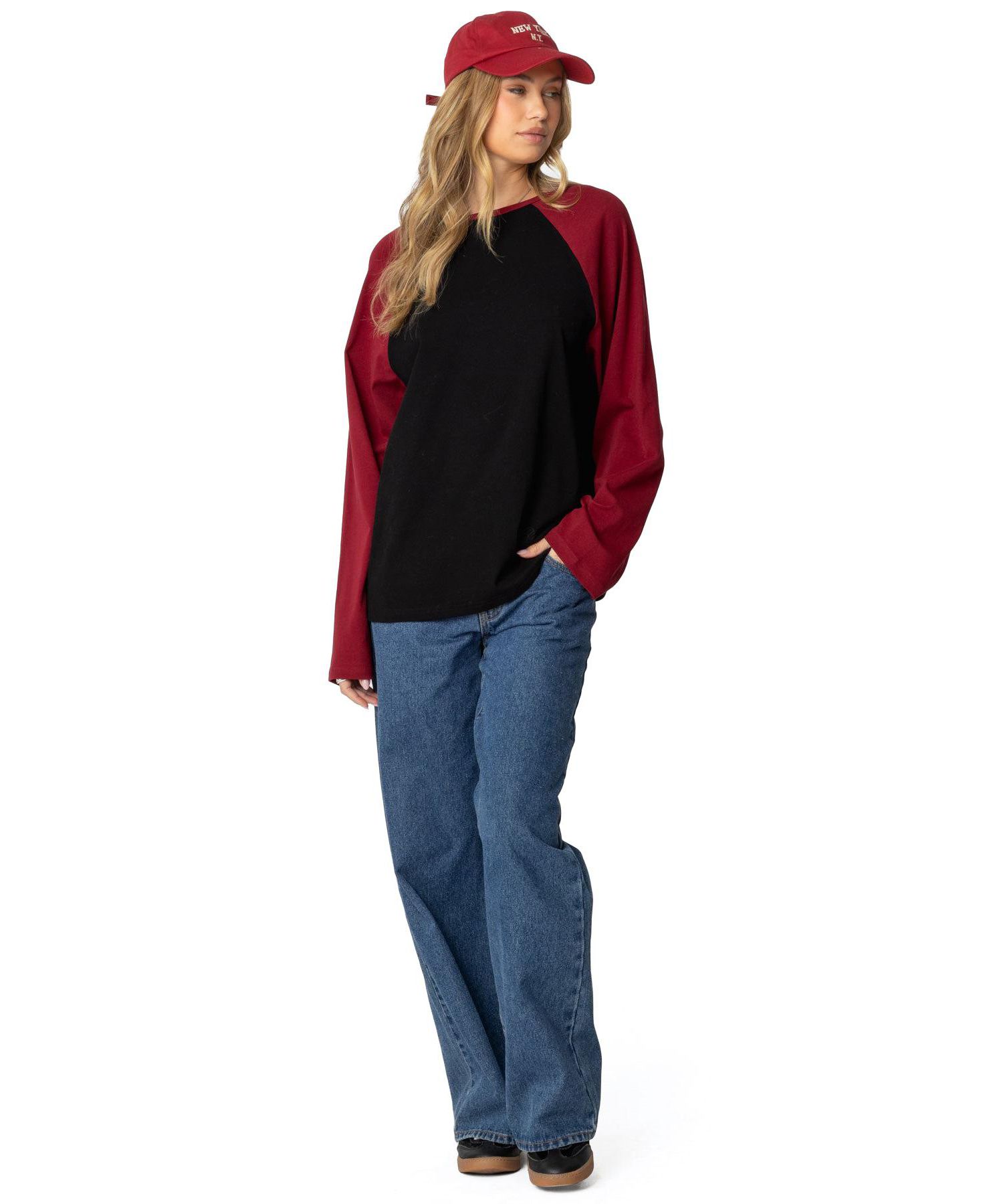Women's Oversized Raglan Long Sleeve T Shirt
