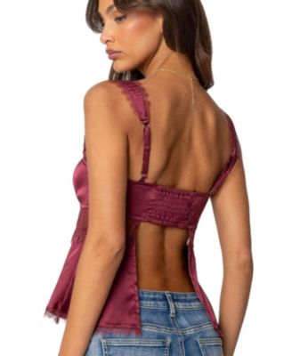 Women's Loryn Lacey Satin Effect Top