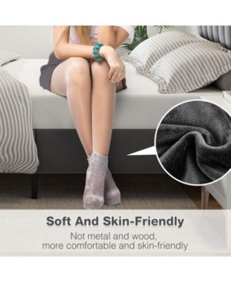 Full Size Bed Frame with Adjustable Headboard, Velvet Upholstered Platform Bed Frame