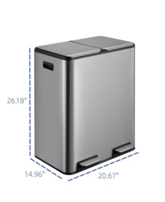 16 Gallon/60L Dual Kitchen Trash Can, 2x8 Gallon Step Garbage Can